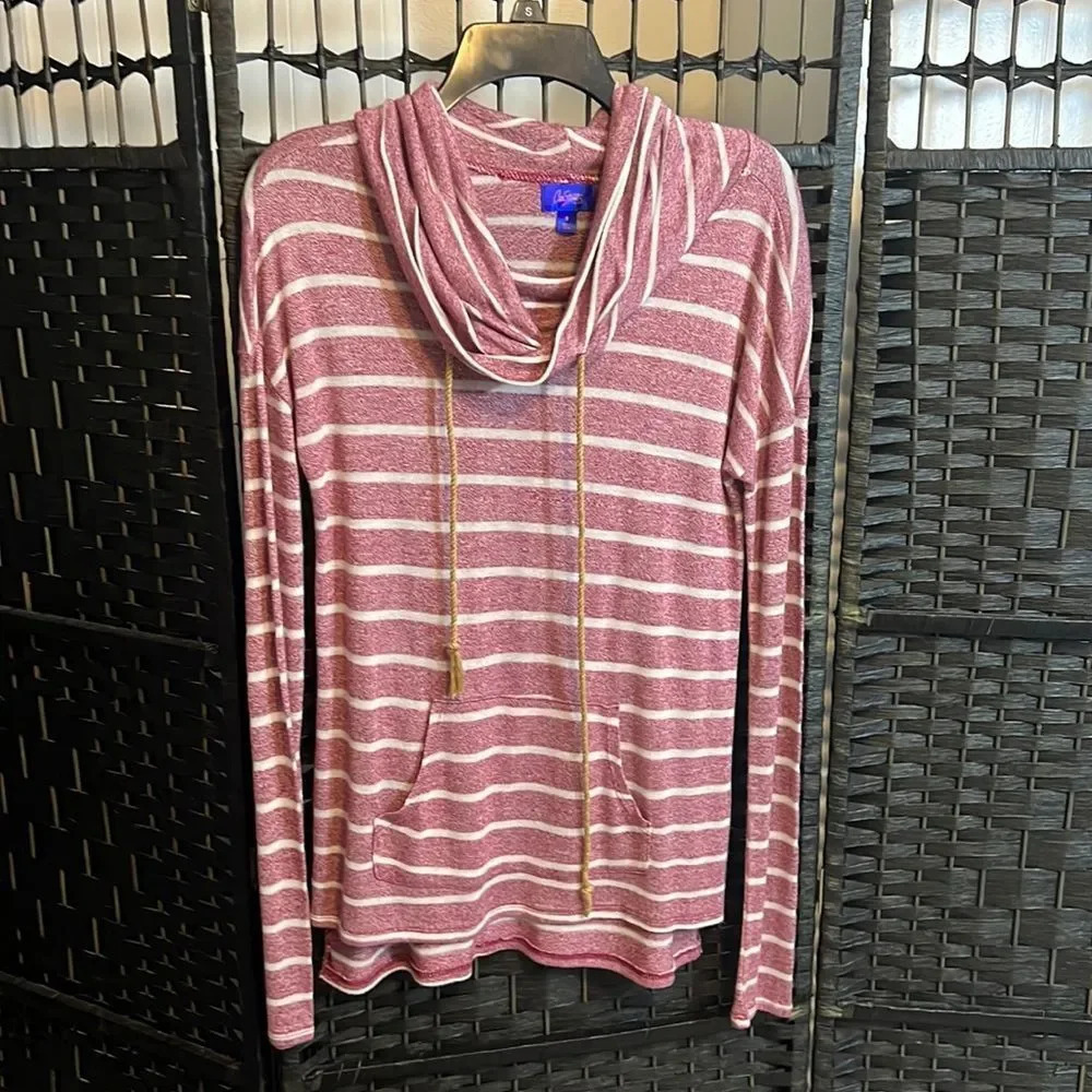 City Streets Purple Faded and White Striped Hoodie Top Size Small